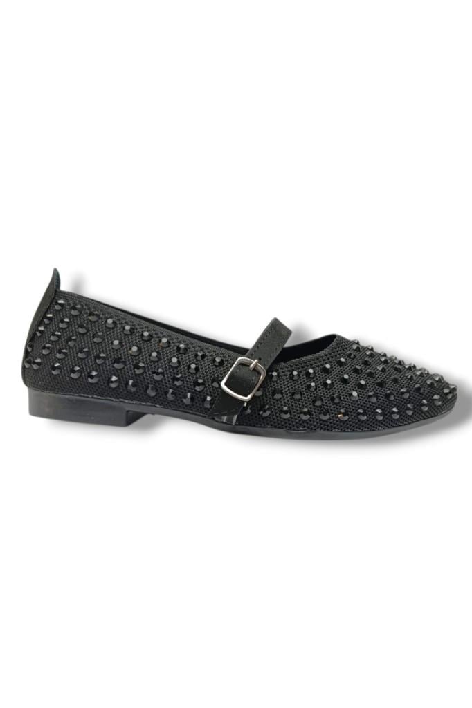 C-Shoes SG3170-26 Triko Kemerli Full Taşlı Kadın Babet