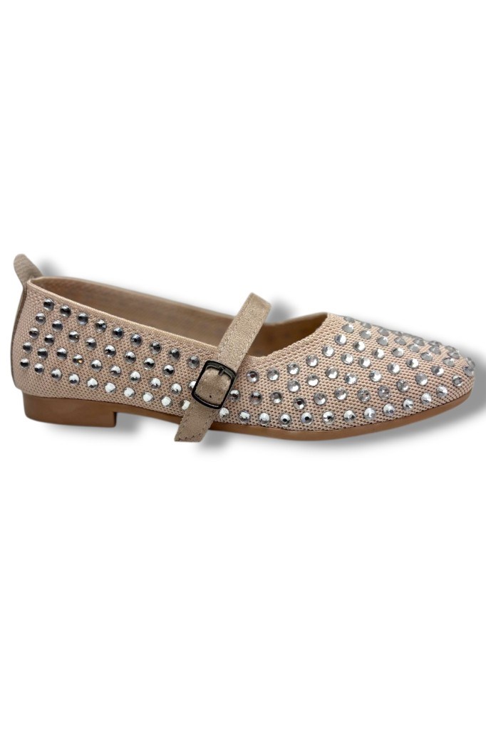 C-Shoes SG3170-26 Triko Kemerli Full Taşlı Kadın Babet