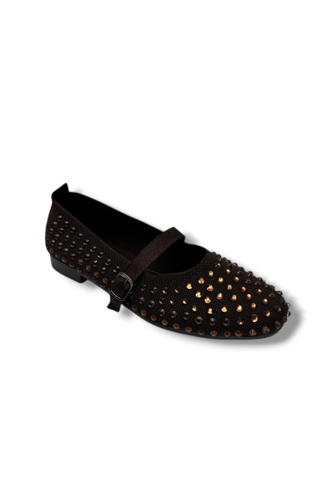 C-Shoes SG3170-26 Triko Kemerli Full Taşlı Kadın Babet
