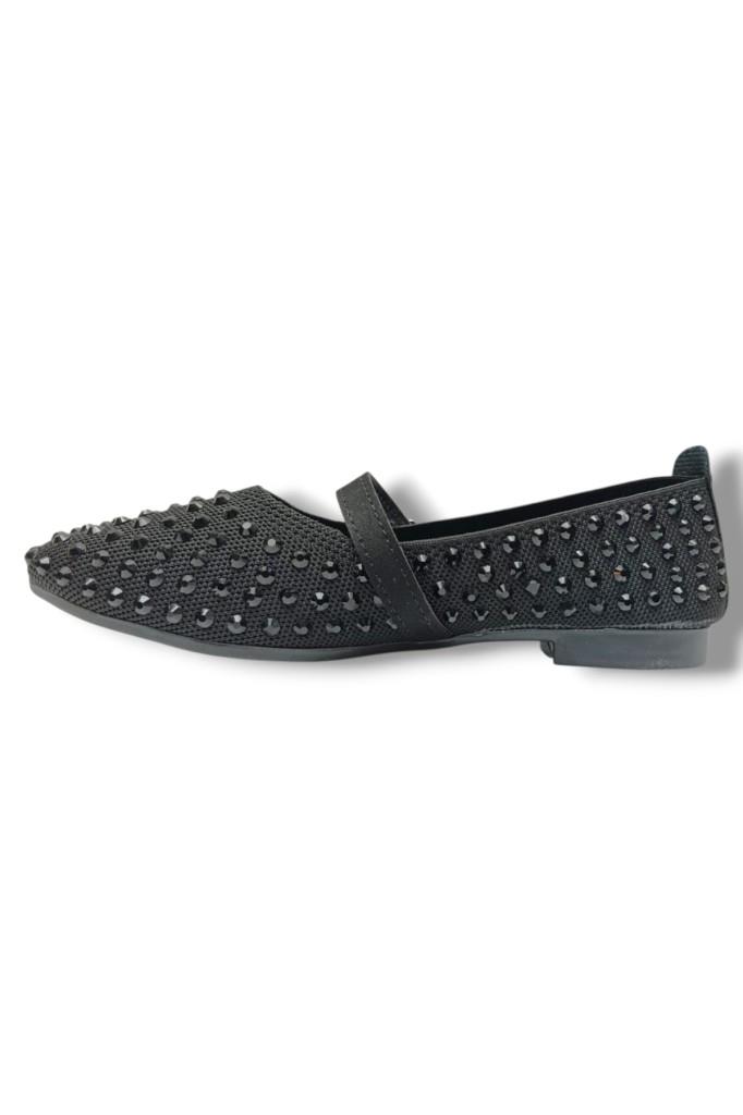 C-Shoes SG3170-26 Triko Kemerli Full Taşlı Kadın Babet
