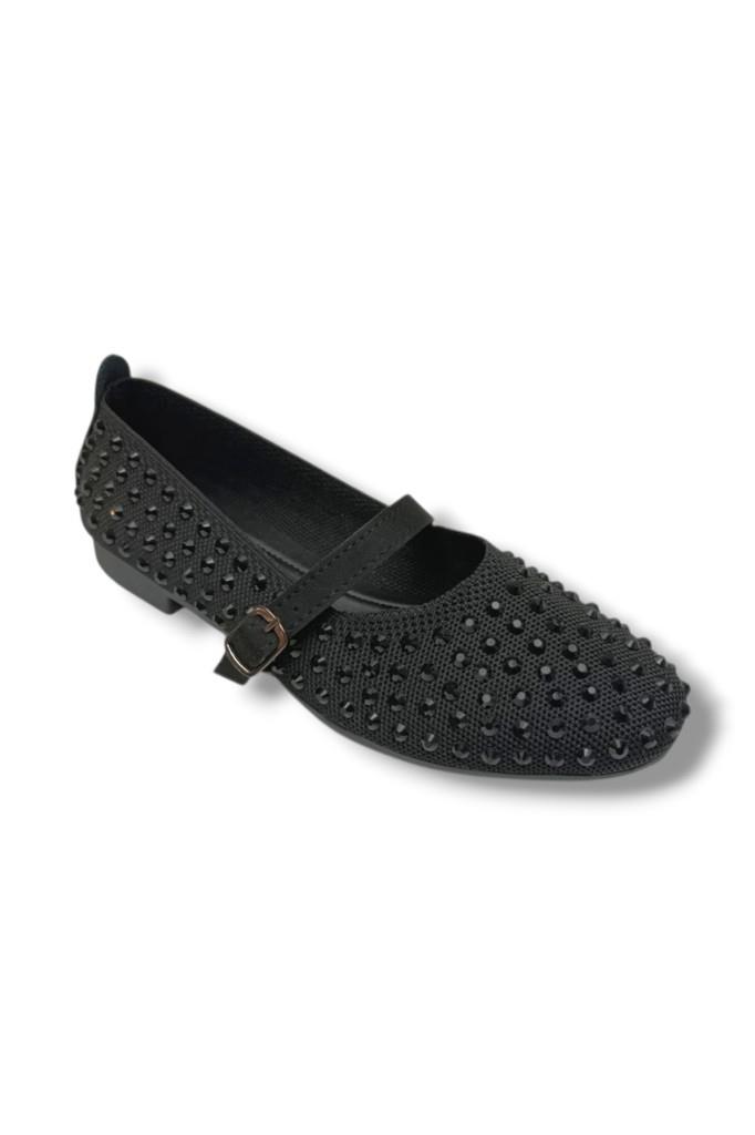 C-Shoes SG3170-26 Triko Kemerli Full Taşlı Kadın Babet
