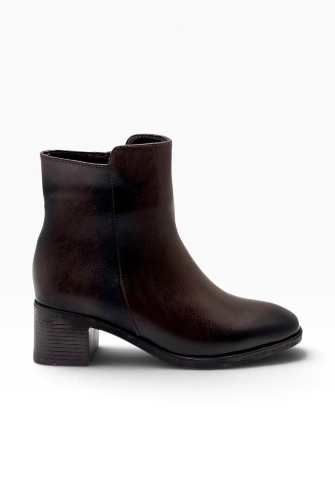 C-Shoes SL1100-27 Cilt Deri Kalın Topuklu Kadın Bot(5cm)