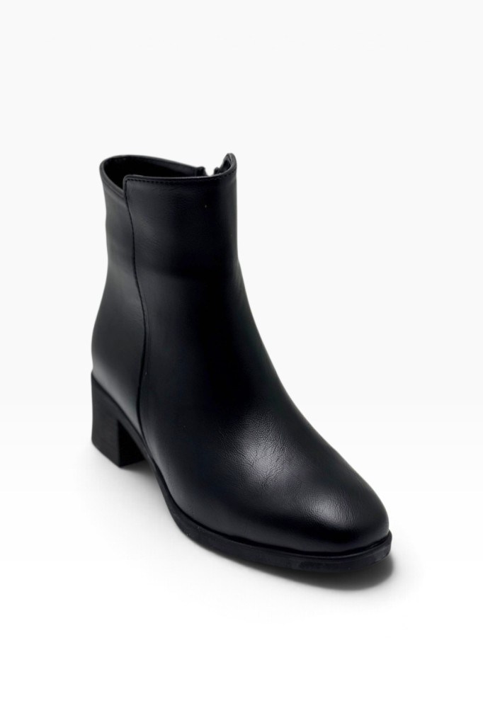 C-Shoes SL1100-27 Cilt Deri Kalın Topuklu Kadın Bot(5cm)