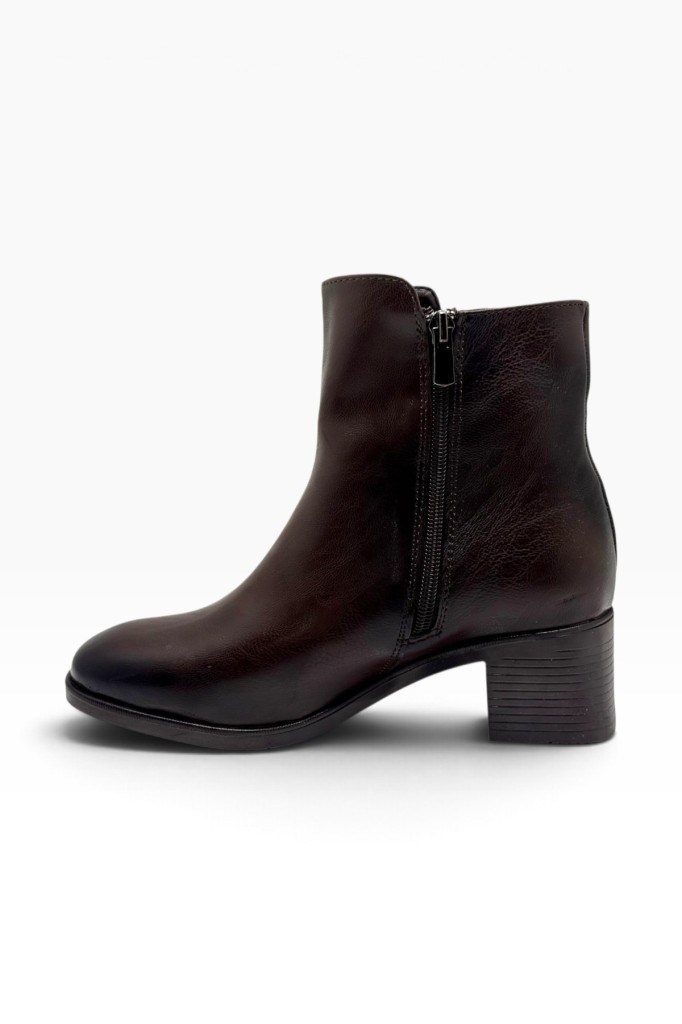 C-Shoes SL1100-27 Cilt Deri Kalın Topuklu Kadın Bot(5cm)