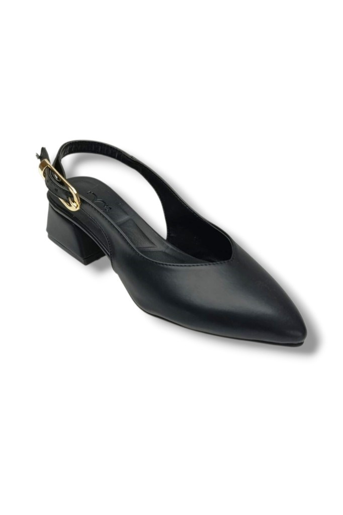 C-Shoes SY300-26 Cilt Arkası Açık Kare Topuk Kadın Ayakkabı