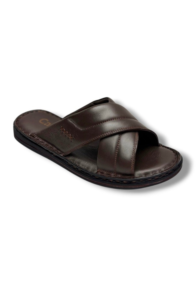 Cakgo 170-26 Hakiki Deri Ultra Soft Çapraz Bant Anatomik Erkek Terlik 40-47