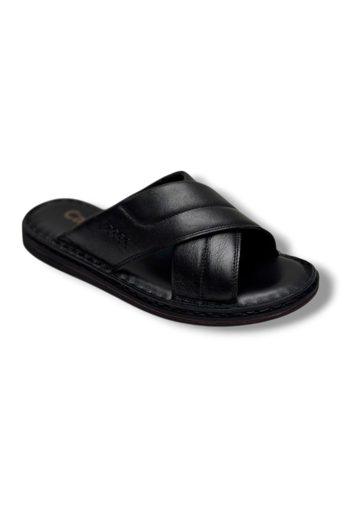 Cakgo 170-26 Hakiki Deri Ultra Soft Çapraz Bant Anatomik Erkek Terlik 40-47