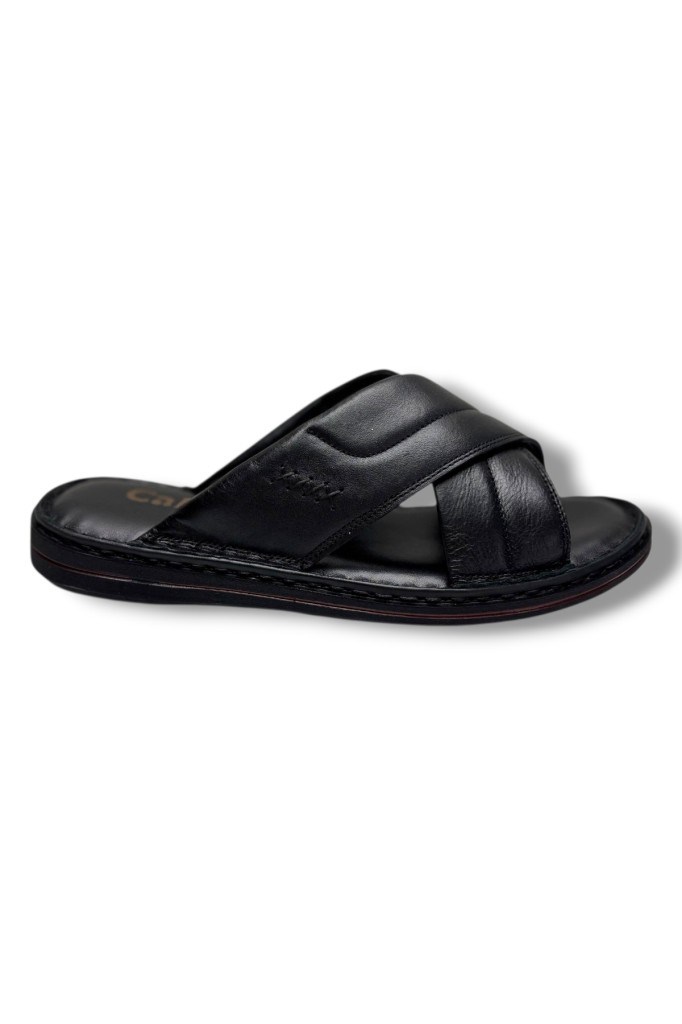 Cakgo 170-26 Hakiki Deri Ultra Soft Çapraz Bant Anatomik Erkek Terlik 40-47