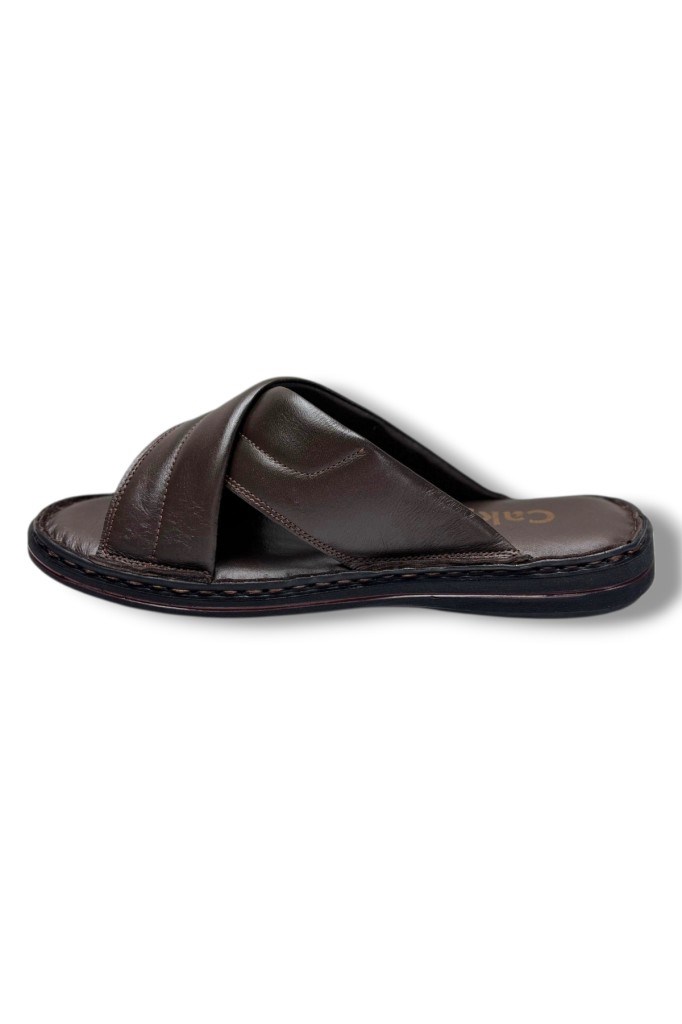 Cakgo 170-26 Hakiki Deri Ultra Soft Çapraz Bant Anatomik Erkek Terlik 40-47