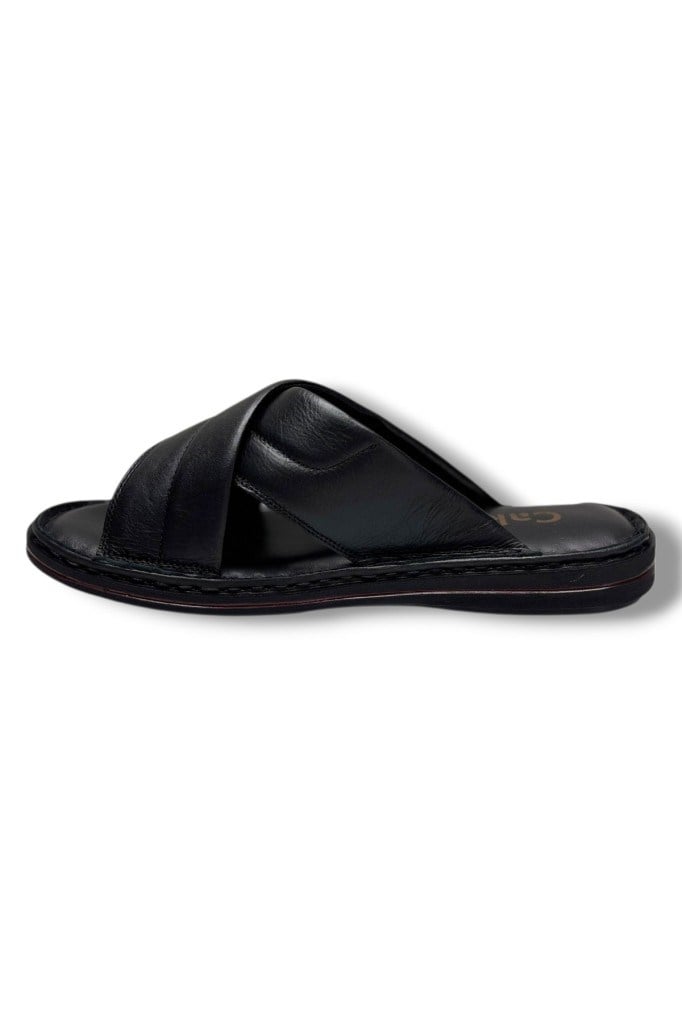 Cakgo 170-26 Hakiki Deri Ultra Soft Çapraz Bant Anatomik Erkek Terlik 40-47