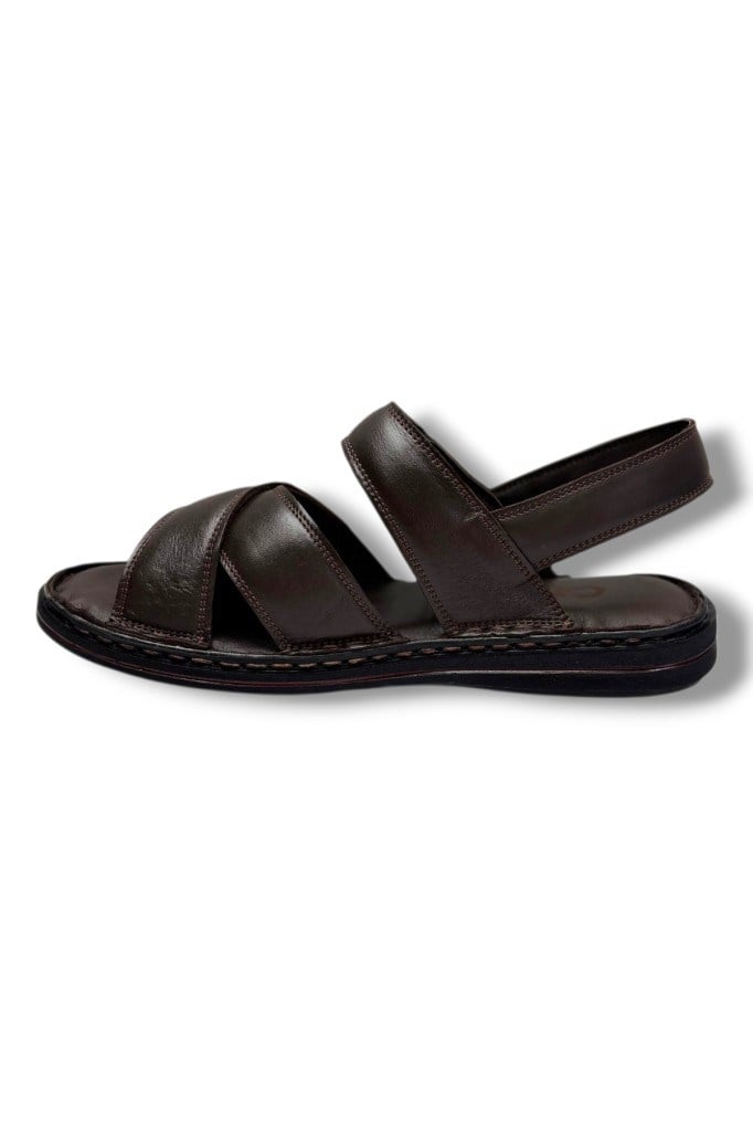 Cakgo 216-26 Hakiki Deri Ultra Soft Çapraz Bant Anatomik Erkek Sandalet 40-47