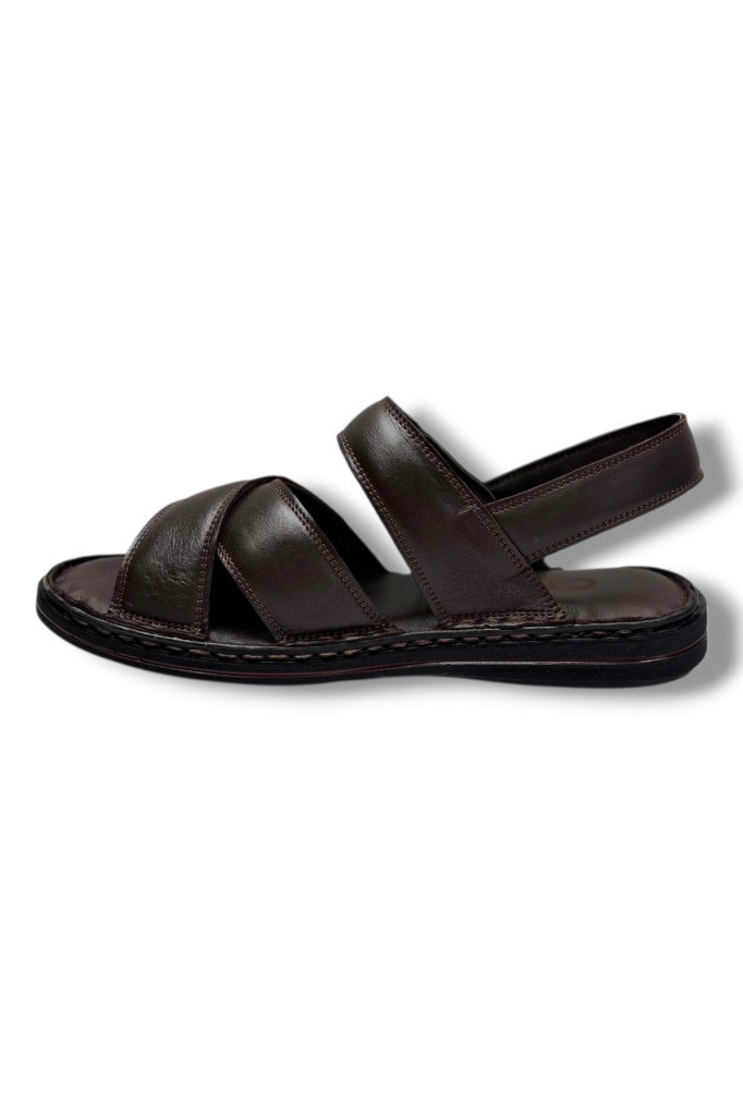 Cakgo 216-26 Hakiki Deri Ultra Soft Çapraz Bant Anatomik Erkek Sandalet 40-47