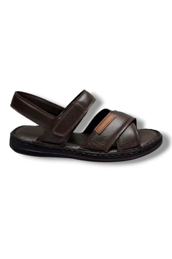 Cakgo 216-26 Hakiki Deri Ultra Soft Çapraz Bant Anatomik Erkek Sandalet 40-47