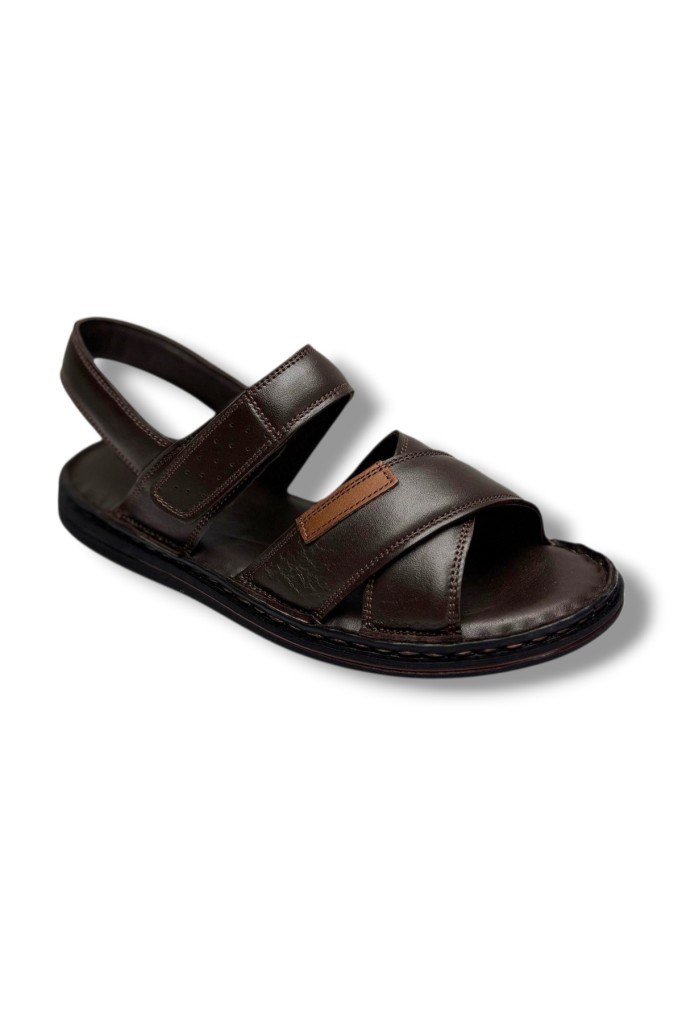 Cakgo 216-26 Hakiki Deri Ultra Soft Çapraz Bant Anatomik Erkek Sandalet 40-47