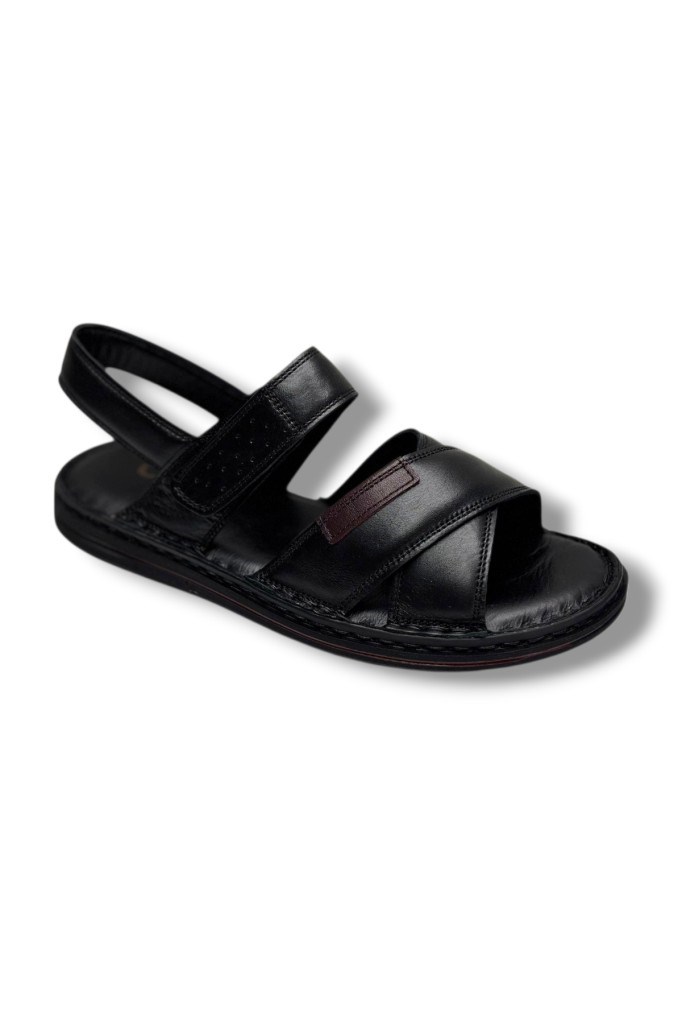 Cakgo 216-26 Hakiki Deri Ultra Soft Çapraz Bant Anatomik Erkek Sandalet 40-47