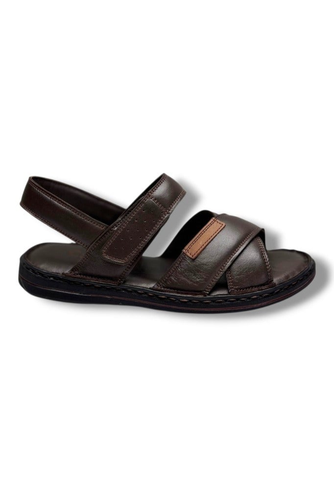 Cakgo 216-26 Hakiki Deri Ultra Soft Çapraz Bant Anatomik Erkek Sandalet 40-47
