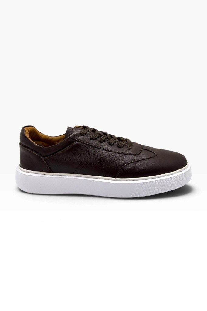 Cakgo 25M32-26 Hakiki Deri Anatomik Taban Erkek Sneaker Kahve Beyaz