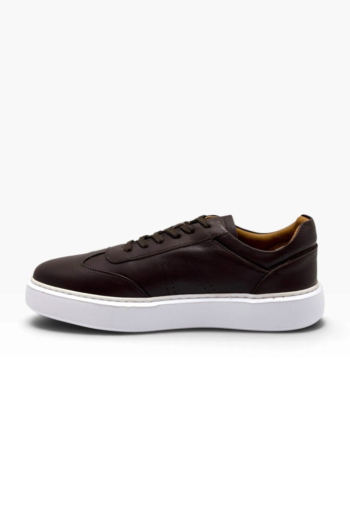 Cakgo 25M32-26 Hakiki Deri Anatomik Taban Erkek Sneaker Kahve Beyaz