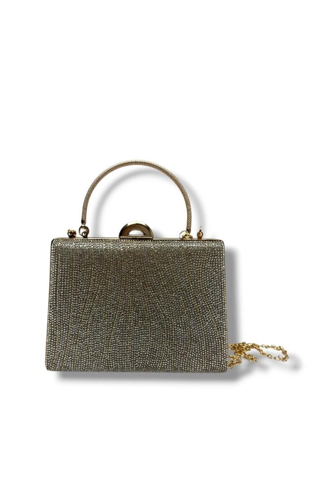 Cakgo 358-26 Simli Kumaş Taşlı Çelik Kasa Abiye Çanta