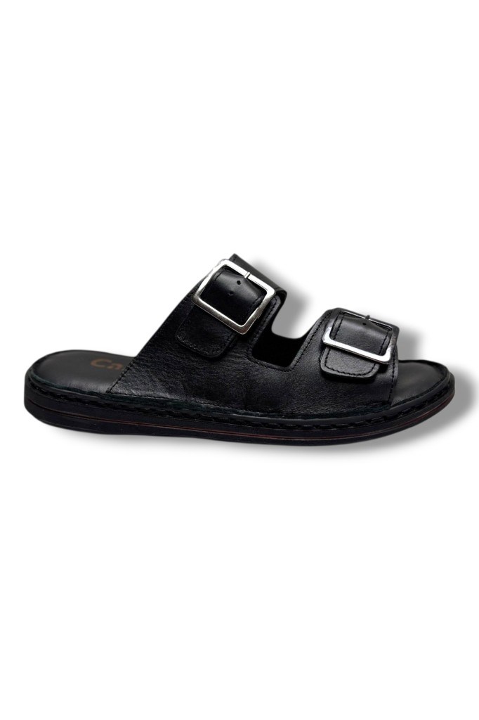 Cakgo 602-26 Hakiki Deri Ultra Soft Çift Tokalı Anatomik Erkek Terlik 40-47