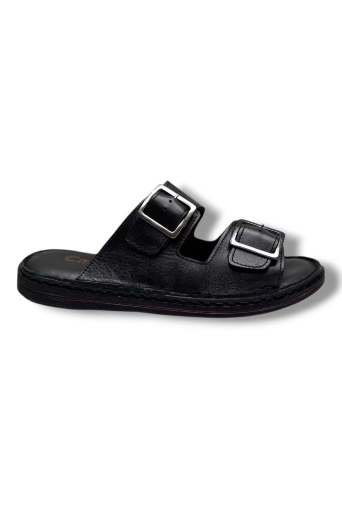 Cakgo 602-26 Hakiki Deri Ultra Soft Çift Tokalı Anatomik Erkek Terlik 40-47