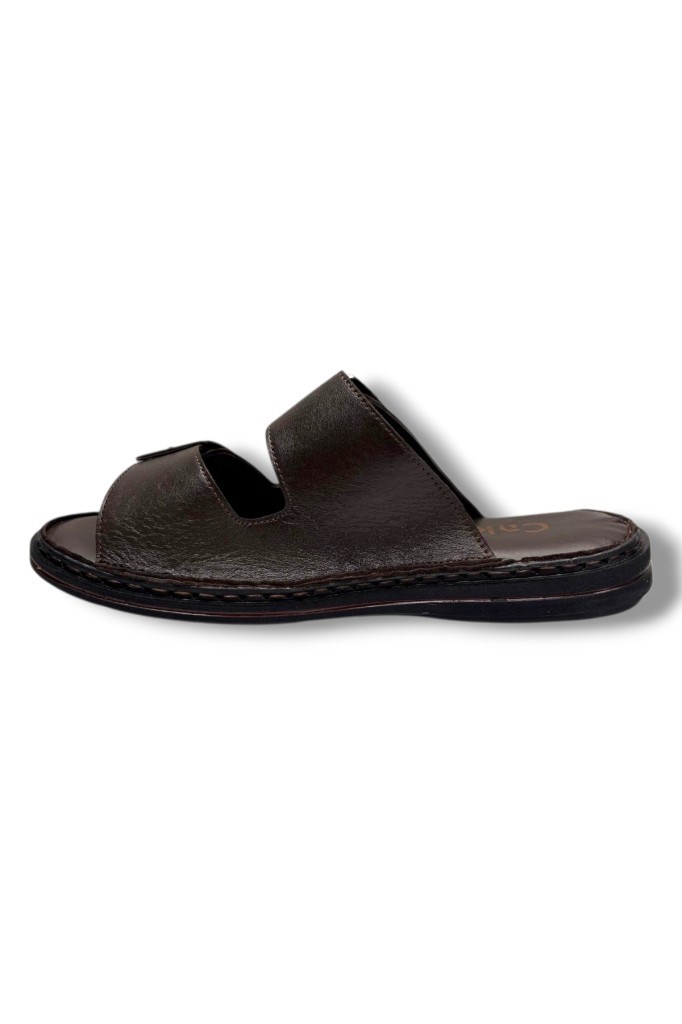 Cakgo 602-26 Hakiki Deri Ultra Soft Çift Tokalı Anatomik Erkek Terlik 40-47