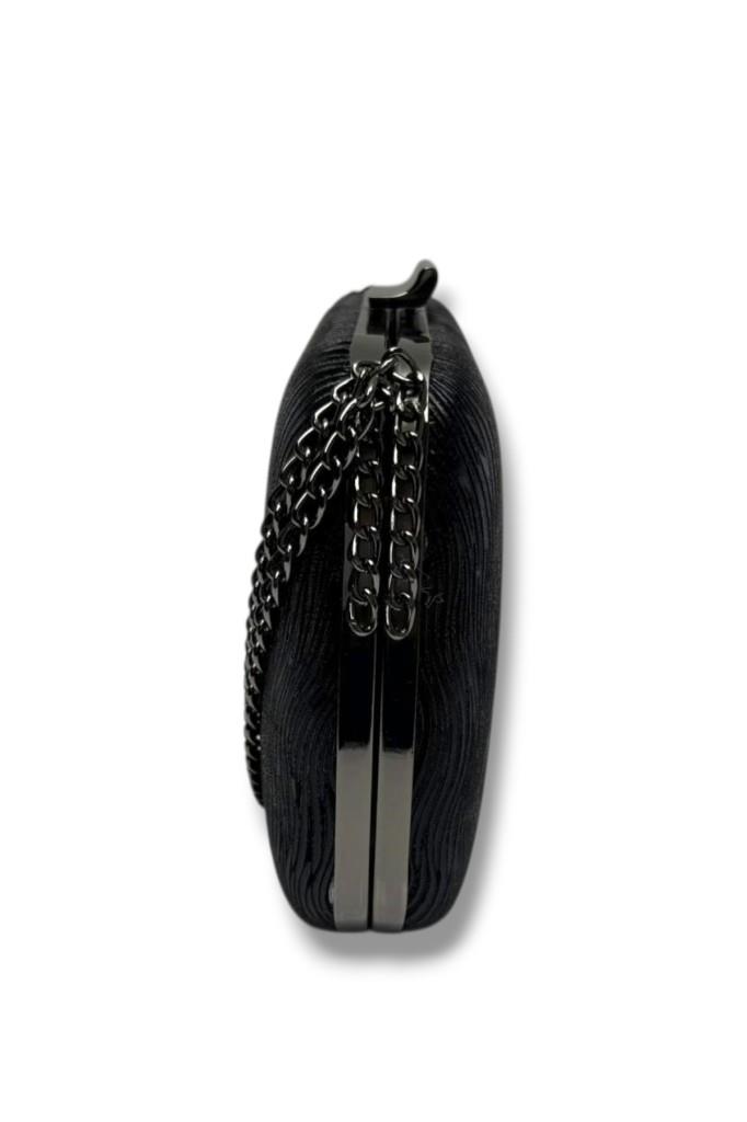 Cakgo 742-26 Dalgalı Simli Kumaş Çelik Kasa Abiye Çanta