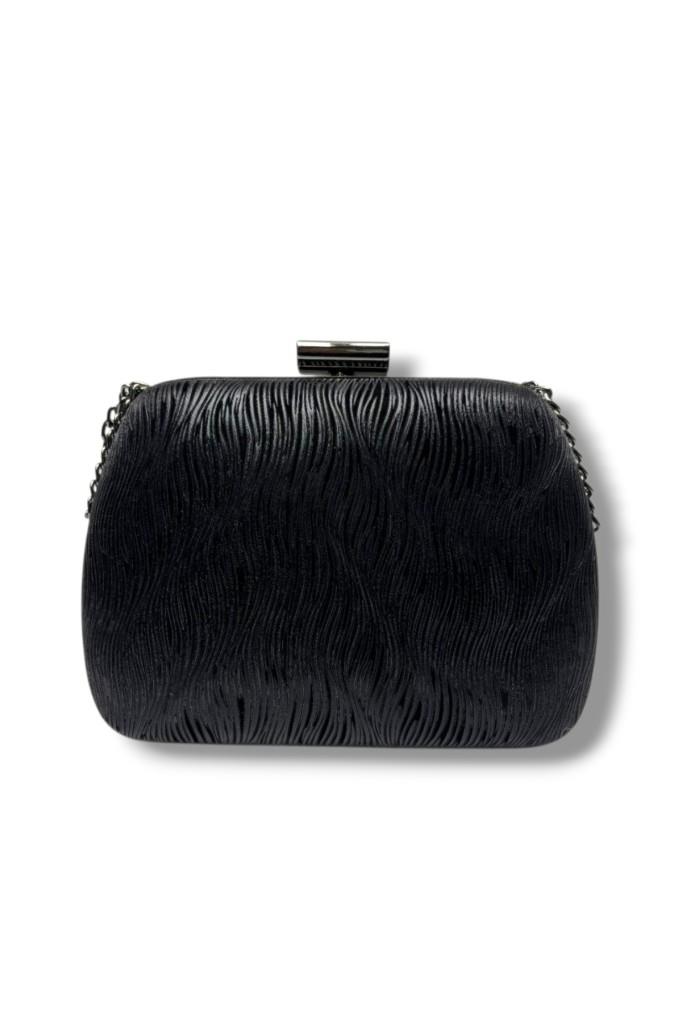 Cakgo 742-26 Dalgalı Simli Kumaş Çelik Kasa Abiye Çanta