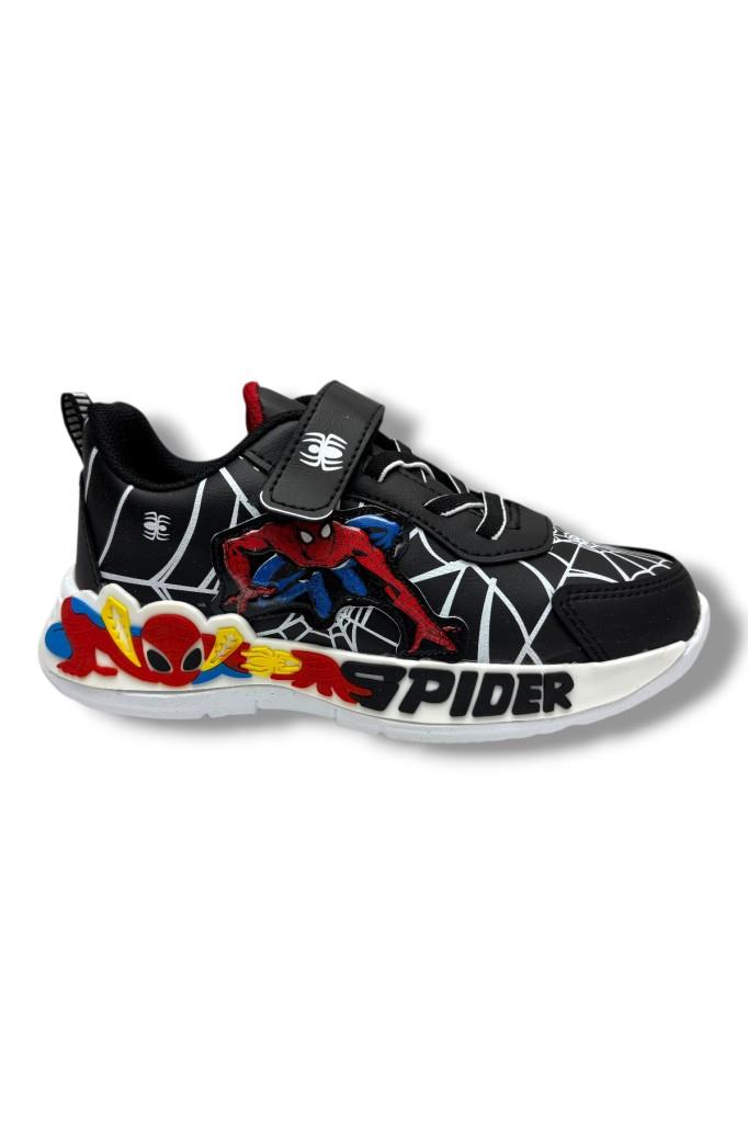 Cakgo 836-26 Deri Spiderman Baskılı Cırtlı Erkek Çocuk Sneaker Siyah Beyaz 31-35