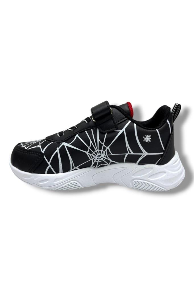 Cakgo 836-26 Deri Spiderman Baskılı Cırtlı Erkek Çocuk Sneaker Siyah Beyaz 31-35