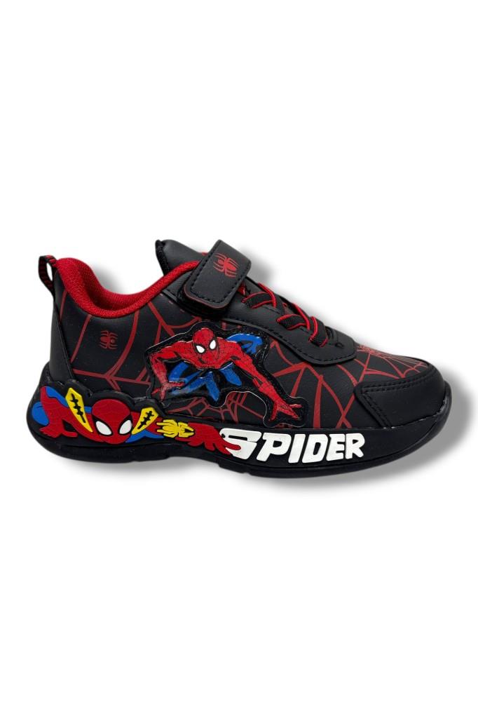 Cakgo 836-26 Deri Spiderman Baskılı Cırtlı Erkek Çocuk Sneaker Siyah Kırmızı 31-35