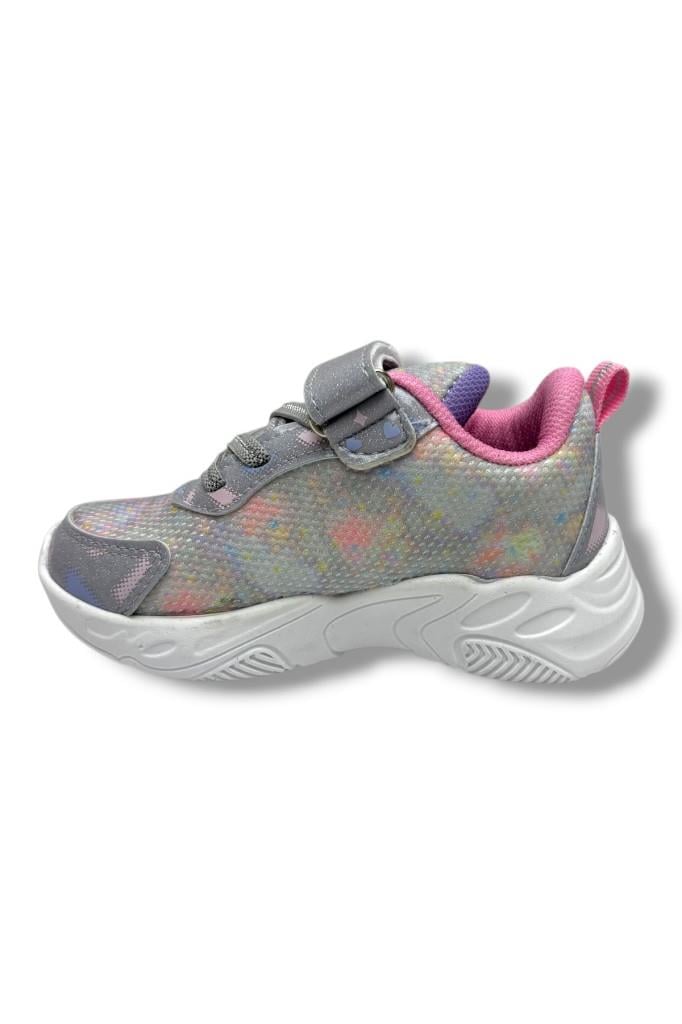 Cakgo Kuromi 724-26 Anorak Parlak Deri Anatomik Kız Çocuk Sneaker Gri Pembe 26-30