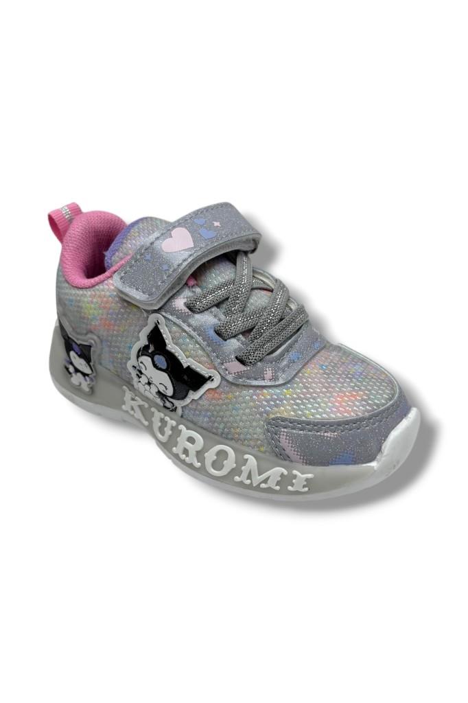 Cakgo Kuromi 724-26 Anorak Parlak Deri Anatomik Kız Çocuk Sneaker Gri Pembe 26-30