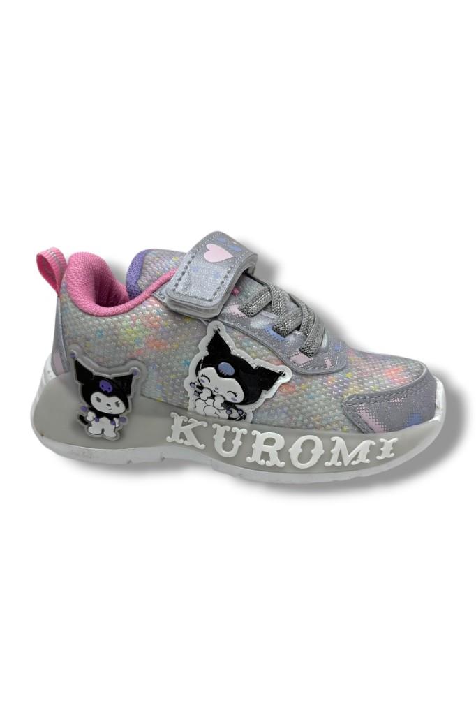 Cakgo Kuromi 724-26 Anorak Parlak Deri Anatomik Kız Çocuk Sneaker Gri Pembe 26-30
