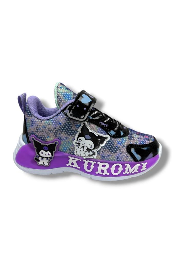 Cakgo Kuromi 724-26 Anorak Parlak Deri Anatomik Kız Çocuk Sneaker Siyah Lİla 26-30