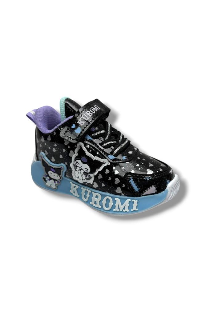 Cakgo Kuromi 725-26 Simli Parlak Deri Anatomik Kız Çocuk Sneaker Siyah Mavi 22-25
