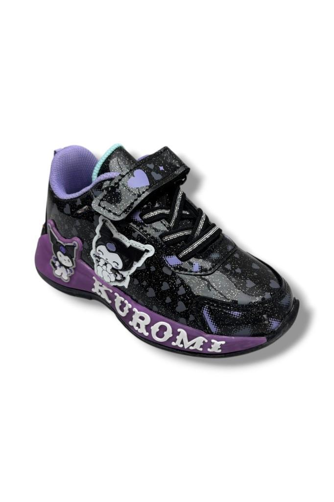 Cakgo Kuromi 725-26 Simli Parlak Deri Anatomik Kız Çocuk Sneaker Siyah Lİla 26-30