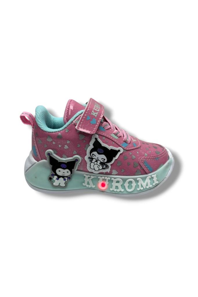Cakgo Kuromi 725-26 Simli Parlak Deri Anatomik Kız Çocuk Sneaker Pembe Yeşil 22-25