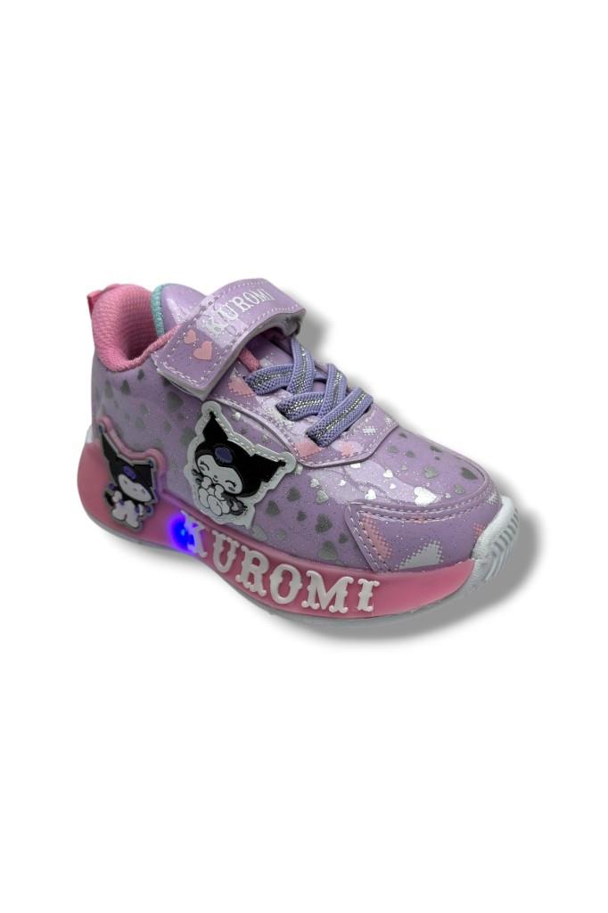 Cakgo Kuromi 725-26 Simli Parlak Deri Anatomik Kız Sneaker Çocuk Lila Pembe 22-25