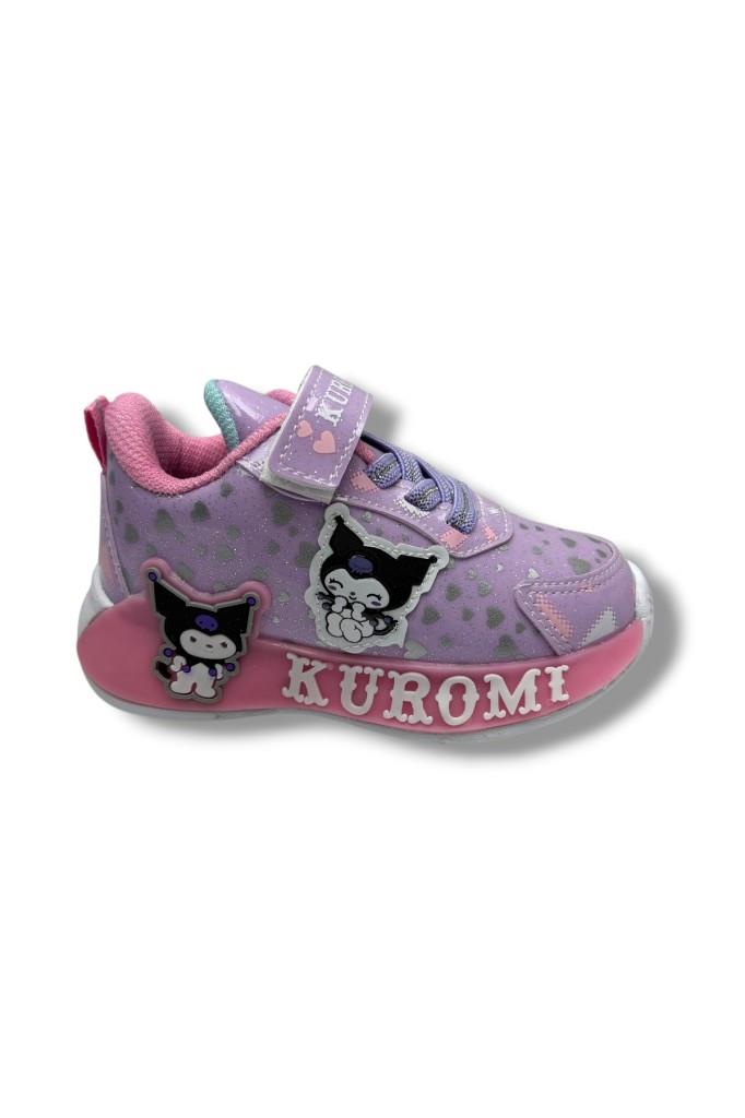 Cakgo Kuromi 725-26 Simli Parlak Deri Anatomik Kız Sneaker Çocuk Lila Pembe 22-25