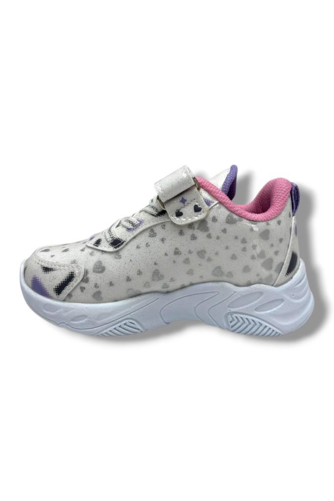 Cakgo Kuromi 725-26 Simli Parlak Deri Anatomik Kız Çocuk Sneaker Beyaz Lİla 26-30