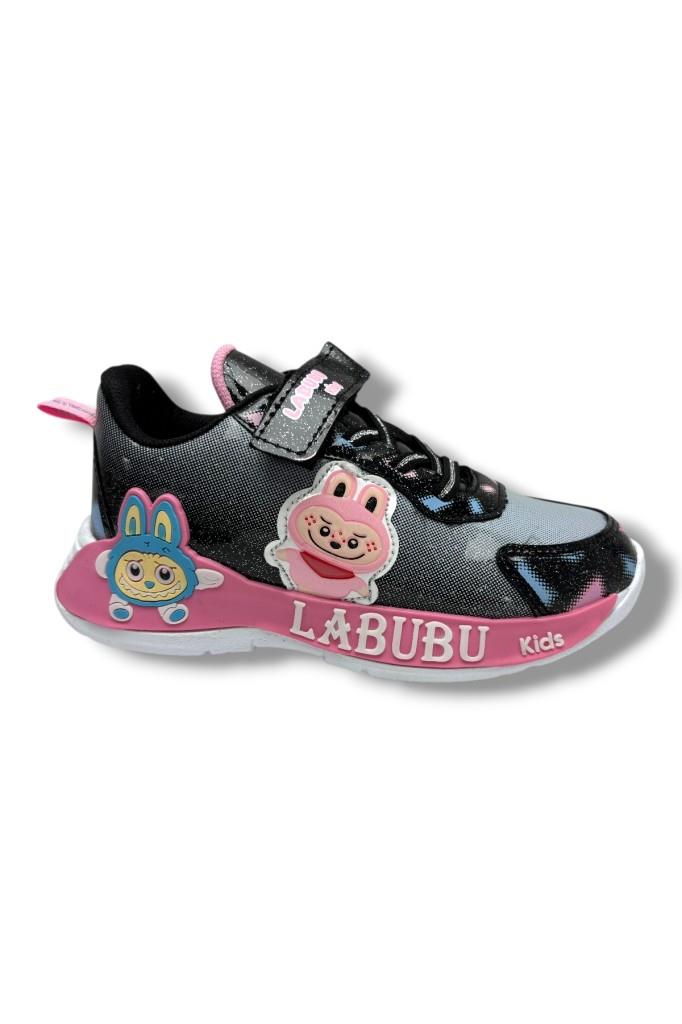 Cakgo Labubu 624-26 Simli Parlak Deri Işıklı Anatomik Kız Çocuk Sneaker Siyah Pembe 31-35