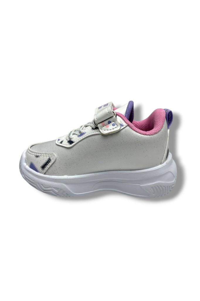 Cakgo Labubu 624-26 Simli Parlak Deri Işıklı Anatomik Kız Çocuk Sneaker Beyaz Pembe  22-25