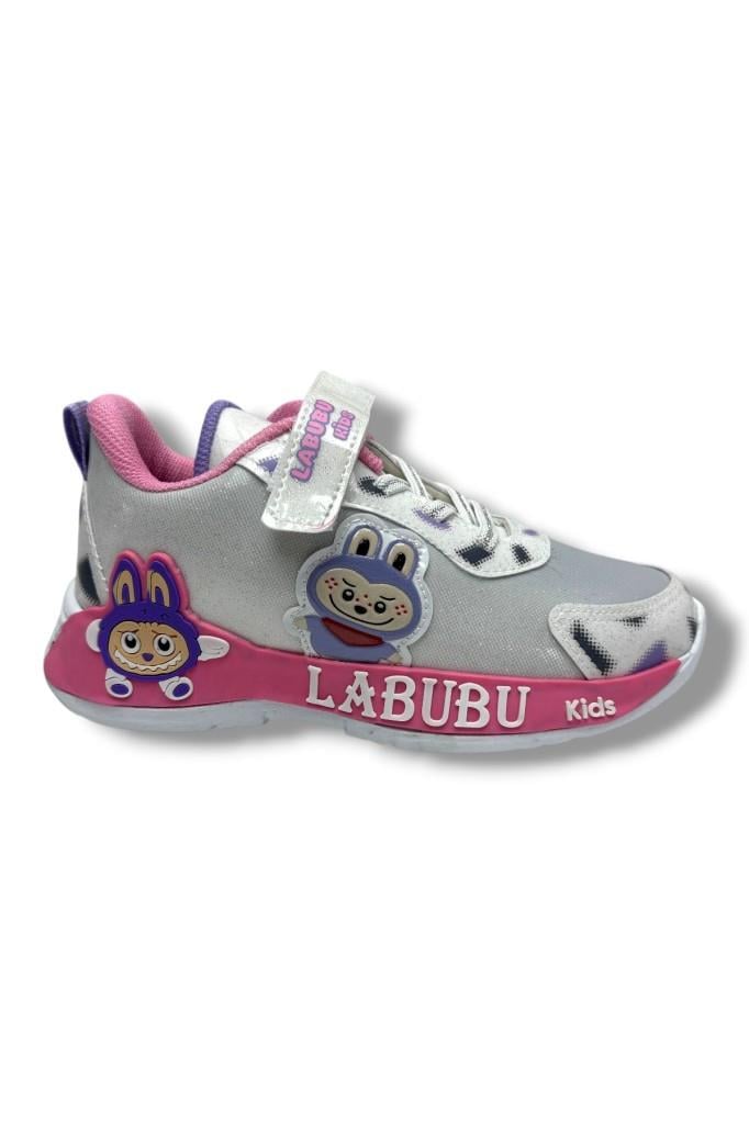 Cakgo Labubu 624-26 Simli Parlak Deri Işıklı Anatomik Kız Çocuk Sneaker Beyaz Pembe 31-35