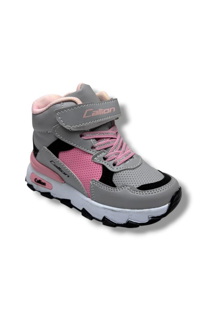 Callion 053-26 Deri Kürklü Patik Çocuk Spor Ayakkabı Buz Pembe Siyah 31-35
