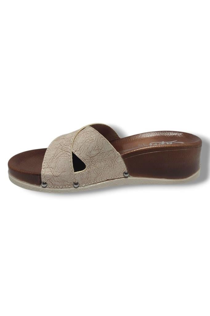 Capri 9002-25 Deri Çapraz Bant Capri Tokalı Kadın Terlik