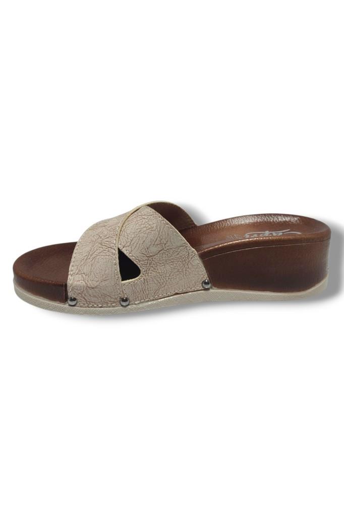 Capri 9002-25 Deri Çapraz Bant Capri Tokalı Kadın Terlik