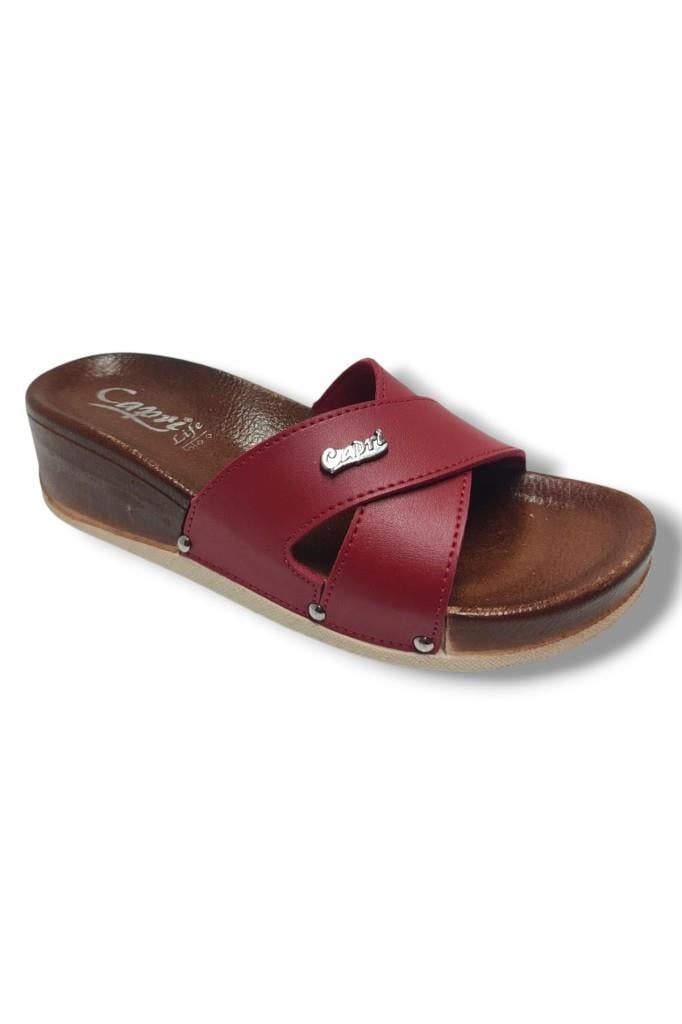 Capri 9002-25 Deri Çapraz Bant Capri Tokalı Kadın Terlik