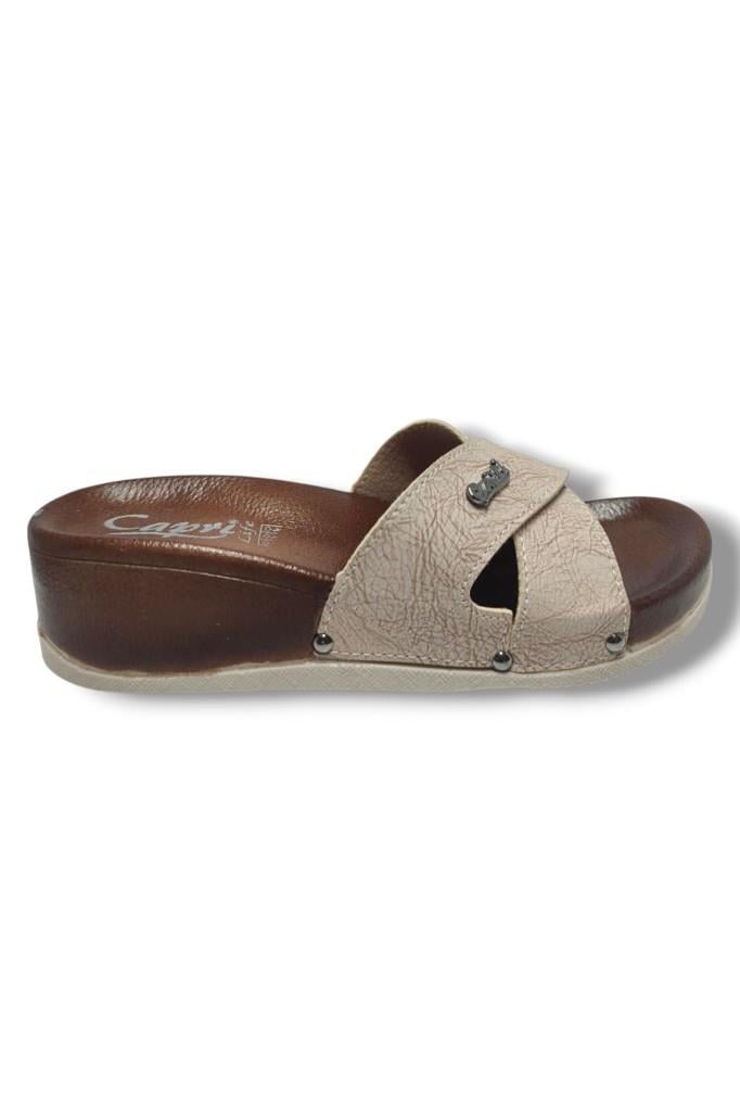 Capri 9002-25 Deri Çapraz Bant Capri Tokalı Kadın Terlik