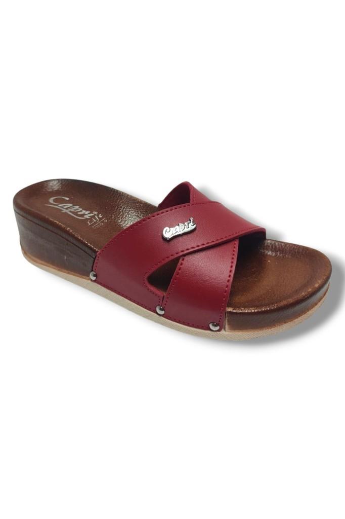 Capri 9002-25 Deri Çapraz Bant Capri Tokalı Kadın Terlik
